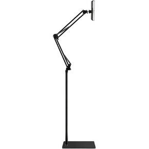 Heavy Duty Phone/Tablet Metal Holder Universal Mobile Cell Smartphone Mount Lazy Bracket 360° Rotation Gooseneck Clamp Stand Flexible Long Arm (Black, 5.7 feet)