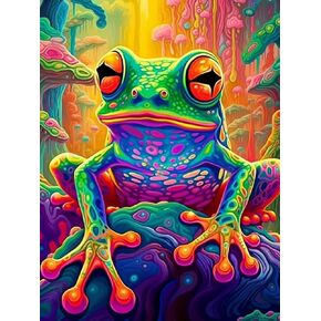 Yeeiffd Trippy Diamond Painting Frog Diamond Art Painting Kits للبالغين ، مجموعات طلاء الماس للحيوانات لديكور الجدار المنزلي 12x16 بوصة
