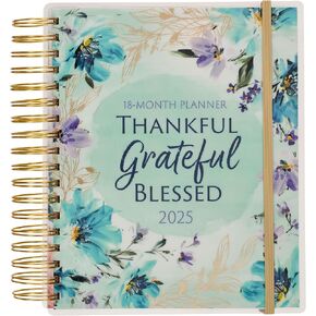 مع Love Teal Inspirational 18 Month Planner 2025 شاكرين شاكرين منظمًا شخصيًا مباركًا يوميًا مخططًا أسبوعيًا للنساء ، ملصقات ، إغلاق مرن أغسطس 2024-يناير 2026