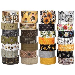 مجموعات شريط Washi - شريط النحل والقهوة ، شريط زخرفي زهري الفراشة ، شريط تقنيع ملون لمستلزمات سكرابوكينغ ، مستلزمات مجلة الرصاص ، مجلة غير مرغوب فيها ، DIY Crafts Art