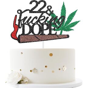 Black Glitter أتمنى لك كعكة عيد ميلاد 22 مخدرًا ، 22 و Fabulous / 22 عيد ميلاد الكعكة Topper ، 420 زخرفة حفلة عيد ميلاد للبنين أو الفتيات