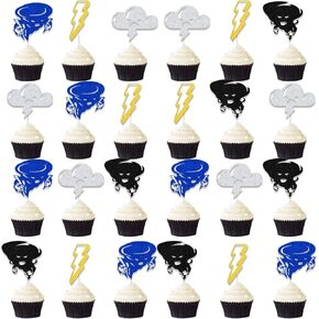 24pcs Tornado Cupcake Toppers ، Tornado Cake Decorations ، Tornado Party Decorations ، Weather PartyDecor Supplies