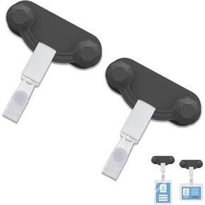 2 Pack Magnetic Badge Holder with Clip Padging Badge ID حامل بطاقة مع تصميم الابتسامة لن يتجعد عندما يكون على ملابس لممرضة المعلم هدية طالب الطالب لزملاء العمل (الأسود)