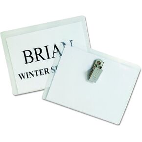 C-Line Name Badge Kit with Inserts, Clip Style, Top Load, 4" x 3", Clear, Box of 96 (95596) in Kuwait