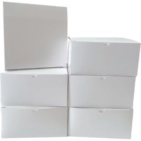 6- حزمة - صندوق هدايا بيضاء - 8 "× 8" × 4 " - صناديق هدايا قوية ، لصالح الحفلات ، حفلات الزفاف ، الحرف ، المناسبات الخاصة - قابلة لإعادة التدوير ، سهلة التجميع صناديق الورق المقوى
