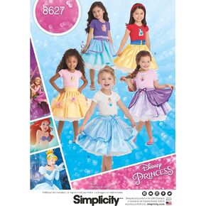 Simplicity 8627 Girl's Disney Princess Costume Skirt Sewing Patterns, Sizes 3-8