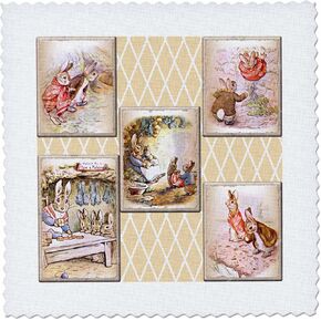 3Dross QS_79405_10 Peter Rabbit Vintage Collage Art-Stories Squart ، 25 × 25 بوصة