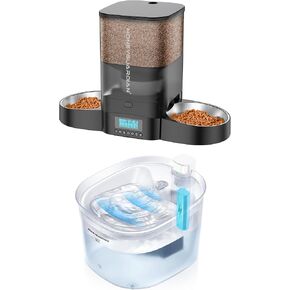 Honeyguaridan Automatic Cat Teeder و Cat Mater Fountain