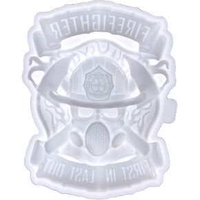 Firefighter Wall Silicone Mould Firefighter Resin Wall Hanging Ornament Mould DIY Skull Firefighter Mould for Home Fire Station School Office Desktop Wall Window Decoration