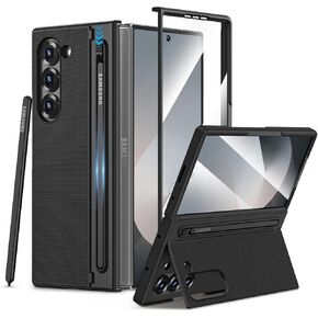 Maxdara for Z Fold 6 Case with S Pen Holder, Galaxy Z Fold 6 Case with Hidden Foldable Kickstand and Built-in Screen Protector, Slim Shockproof Phone Case for Samsung Z Fold6, Black