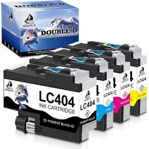 Double D LC404 خراطيش حبر متوافقة مع Brother LC404 LC404XL Work for Brother MFC-J1205W ، MFC-J1205W XL ، MFC-J1215W (BK/C/Y ، 4 Pack)