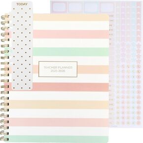 Plu Monaco Teacher Planner 2025-2026 العام الدراسي-شجرة ملونة ، 8.5 "× 11" كتاب مخطط درس مدرس أسبوعي وشهري ، SPORAL BOOND ، 215 ملصقات ، إشارة مرجعية ، 25-26 يوليو