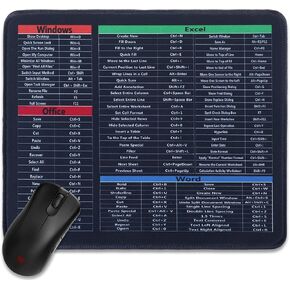 اختصارات Excel Mousepad ، وسادة الماوس 30 × 25 × 0