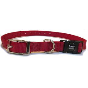 Sparky Pet Co - STRAP ECOLLAR استبدال - طوق الكلب المزدوج - نايلون الوعرة - قابلة للتعديل - D حلقة - إطلاق سراح المعادن - لأنظمة السياج غير المرئية - 3/4 "× 21" - أحمر