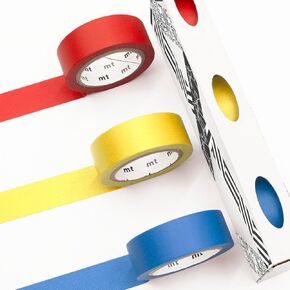 MT Washi Masking Tape - Kamoi Paper Washi Adhesive Tape - 15mm * 7m - Primary Pack - Red, Yellow, Blue - Set of 3