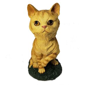 Tabby Cat Bobblehead Figure Gift for Car Dashboard Red