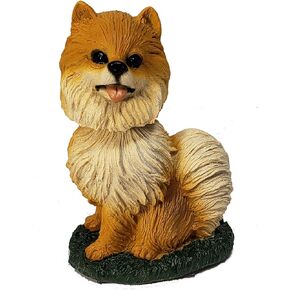 Pomeranian Dog Bobblehead Figure Statue for Car Dashboard Red