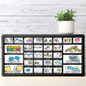 Frienda 84 Pcs 4 Sheet Toolbox Labels Tool Box Storage Stickers Teacher Drawer Tag Colorful Classroom Decor for Back to School Teachers Classroom Organization(Pastel)