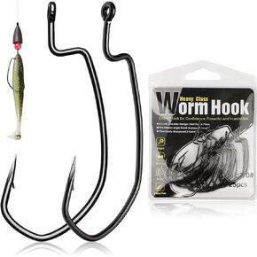 Dovesun EWG Offset Worm Hooks 4/0 Texas Rig Hooks Bass Hooks 50PCS Fishing Hooks for Freshwater Saltwater
