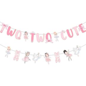 Kreatwow Ballet 2nd عيد ميلاد الديكور اثنين اثنين من اللافتة اللافتة الباليه Garland Ballet Tutu لطيف 2nd ديكور عيد ميلاد راقصة الرقص فتاة العرض