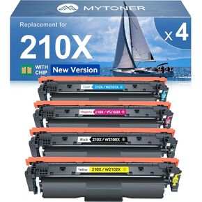 MYTONER 210X Toner Cartridges 4 Pack Compatible Replacement for HP 210X 210A 210 High Yield for Color Pro MFP 4301fdw 4301fdn 4201dw 4201dn Series Printer Ink 210X 210A W2100X W2100A