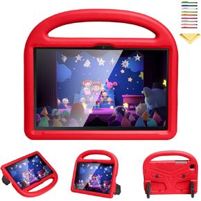 Kids Case for Samsung Galaxy Tab A7 10.4 inch 2022/2020 Release (SM-T500/T503/T505/T507/T509) Shockproof Lightweight with Handle Stand Kids Friendly Heavy Duty Protective Cover, Red