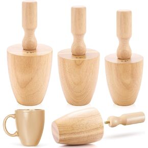 Colingmill 3 PCS Coffee Cupt Moulds 3.3 '' '، 3.6' '، 3.9' 'قوالب الجص أدوات القدح القهوة المنحنية مع أداة تشكيل الفخار القابلة للإزالة 3 حجم الحجم الخشب الركود الضغط على القالب