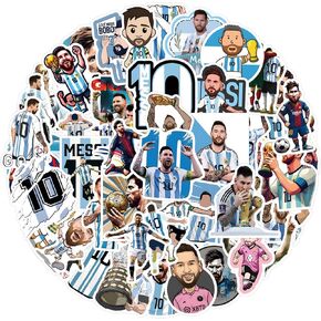 50Pcs Messi Sticker for Kids, Cool Soccer Sport Waterproof Vinyl Stickers for Adult Teen Girl Water Bottle, Laptop, Phone, Computer, Guitar, Notebook, Skateboard