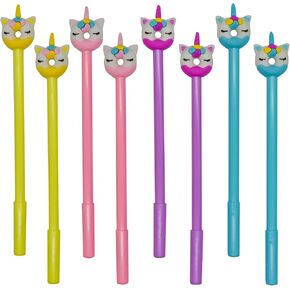 Maydahui 12 PCS لطيف Unicorn Donut Gel Pen Cartoon Animal Pens Fun Food Pen الحبر الأسود لمكتب الحفلة المدرسية