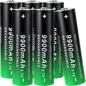 18650 Rechargeable Battery 9900mAh Button Top 4 Pack 3.7Volt Li-ion Batteries for LED Flashlights Headlamps