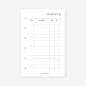 Pocket Medicine Log Planner INSERT AGENTA إعادة ملء الحجم 6 رنين رابط 3.2 × 5