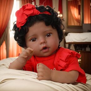 SCOM LifeLike Reborn Black Girl - 20 بوصة من أمريكا الأفريقية المولود حديث الولادة ، دمى الطفل الحقيقية مع جسم قماش ناعم مرجح للأطفال سن 3 +