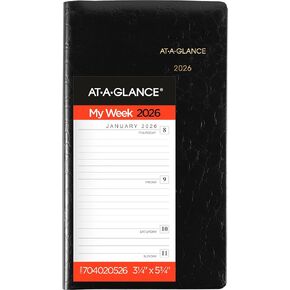 At-A-Glance 2026 Planner ، Weekly ، 3.25 "× 5.75" ، حجم الجيب ، غطاء المصمم ، Black (704020526)