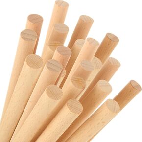 30 PCS قضبان واضحة خشبية ، 1/2 "× 15" عصي الخشب الصلب ، ومواد خشبية مستديرة غير مكتملة للحرف اليدوية ، DIY ، دعم الكيك