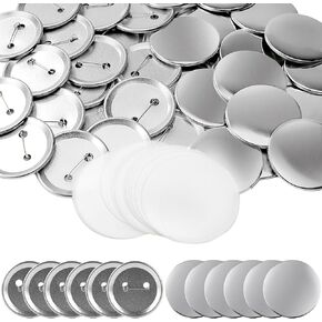 200 Set Button Maker Supplies,Button Supplies Button Parts,Metal Blank Button Badge Parts for Button Maker Machine Pin Maker Button Press (Silver, 25mm)