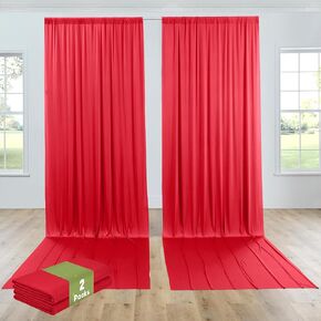 10ft×15ft Red Backdrop Curtain for Wedding Parties, 2 Panels Wrinkle Free 15 FT Long Polyester Photo Backdrop Drapes Back Drop Cloth for Birthday Photography Background Party Backdrop Drapes