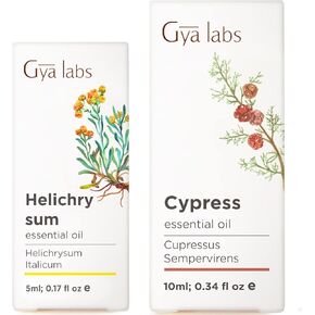 زيت الهيليتشريسوم للجلد (0.17 fl oz) و cypress الزيت الأساسي للجلد (0.34 fl oz) - مجموعة الزيوت العطرية العطرية الطبيعية 100 ٪ - مختبرات GYA