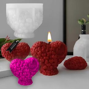 3D Desking Love Heart مع قالب شمعة السيليكون القاعدة - ديكور المنزل ، قوالب الأزهار للراتنج ، الايبوكسي ، الأسمنت ، الجبس ، صنع الصابون