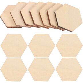 100pcs 20mm زان قطع سداسية خشبية للحرف اليدوية ، الزفاف ، عيد ميلاد ، زينة عيد الميلاد ، حلي الأشكال الخشبية غير المكتملة