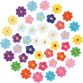 42 PCS 2 أحجام زهرة الحديد على بقع Daisy زهرة المطرزة خياطة التزيين تصحيح التصحيح DIY CATER
