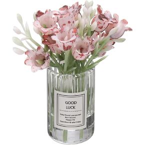 Dollhouse Mini Flower Dollhouse في مزهرية ، 2.76 "إجمالي الطول ، إكسسوارات دمية مصغرة من البلاستيك الحريري مع زنبق صغير صغير - (التطبيقات: للزخرفة الجنية للمنزل) 1 قطعة من القطع
