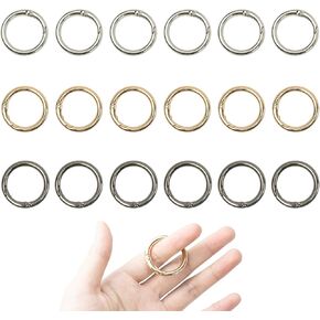 18 PCS Spring o Ring Clasp Circle Carabiner Rings for Straps Metal Round Key Ring -keychain Clip Gold Silver (Colorful)