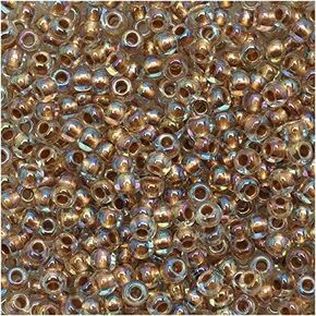 حبات بذرة مستديرة TOHO 11/0#994 'GOLD CLINE RAINBOW CRYSTAL' 8 غرام أنبوب