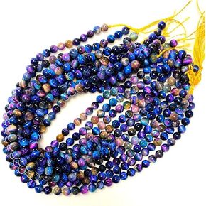 AAA Multicolour Rainbow Tiger's Eye 8mm خزات مستديرة ناعمة الملقب Galaxy Tiger's Eye Strand سلسة ملطخة كرة مستديرة من الحجر الأحجار الكريمة ، والخرز الملساء مجوهرات صنع 1 حبلا 15 بوصة