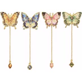 4 PCS Butterfly Lundmarks Metal Starks with Chain Metal Butterfly Lundmarks Butterfly Lundmarks Vintage Metal Stowerks لعشاق الكتب كتاب القراء المراهقين للنساء المرجعية المرجعية الفريدة