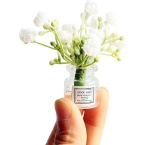 Miniature Flower in Vase Dollhouse Mini Jasmine Flowers Handmade Easily Matched Dollhouse Accessories Flower Vase Set Model Decor for 1:6 or1:8 Scale Micro Landscape (Pink) in Kuwait