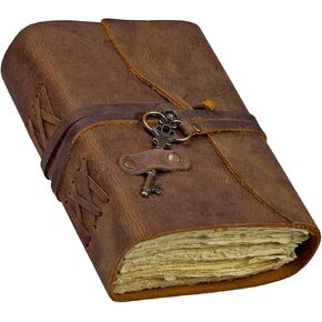 مجلة Foja Handicraft Leather Journal - عتيقة مصنوعة يدويًا ، مجلة جلدية خمر ، مجلة ، كتاب ، كتاب ، كتاب ، كراسة ، جريدة ، جريدة ، هدية رائعة (بنية)