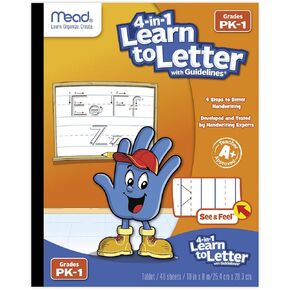 Mead See and Feel Learn To To Letter w/Tairens ، 40 ورقة لكل كتاب ، PK-1 ، 10 "× 8" ، أبيض