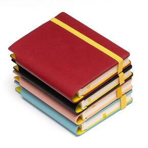 مجموعة دفتر Notebook Mini Mini Fdesign A7 ، 4 حزمة ، دفتر جيب ، غلاف صلب من الجلد الحراري ، 2.9 "× 4.1" ، 96 ورقة ، أوراق عادية 80 غرام ، 4 ألوان (أحمر+أسود+اللون الأزرق)