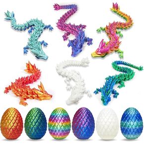 6Pack Dragon Eggs ، Mini 3D Dragon Dragon Beag مع Dragon Inside - Stains Stuffers ، لعبة Crystal Dragon Fidget ، لعبة الحيوانات المطبوعة ثلاثية الأبعاد مفاجأة
